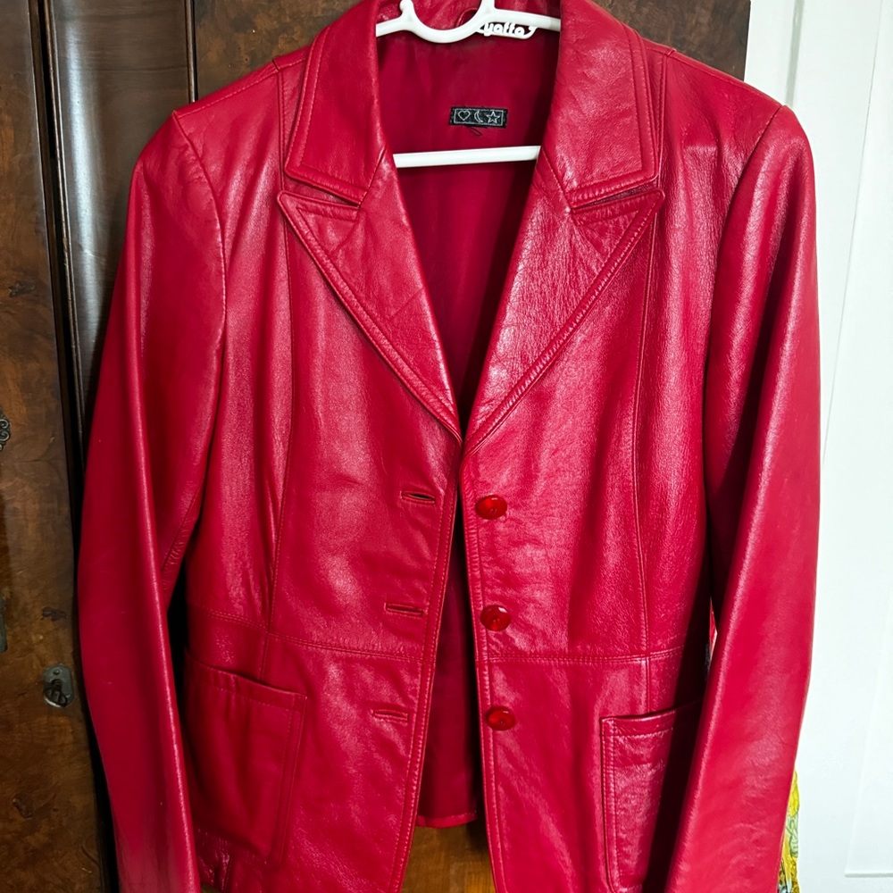 Vintage Red Leather Women's Jacket
